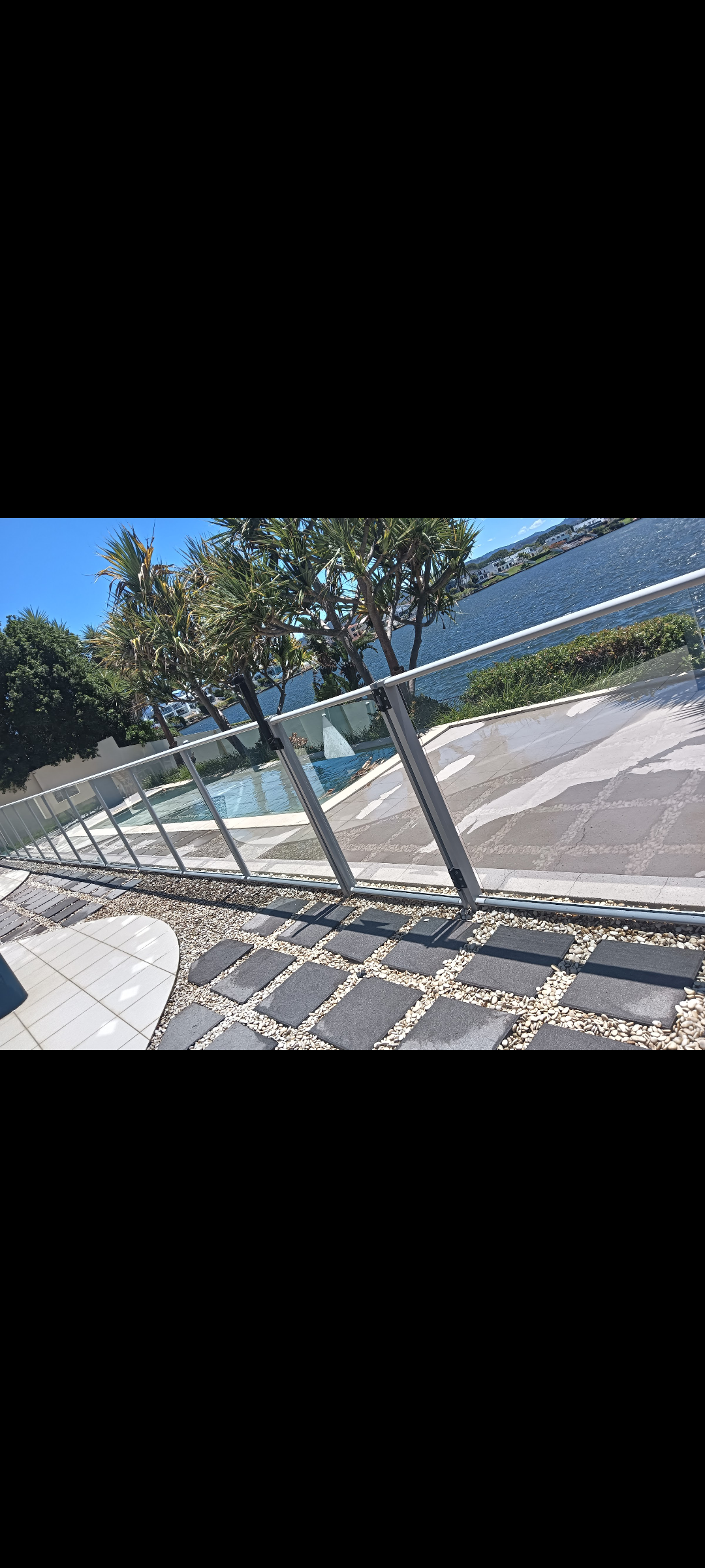 Pristine waterfront deck after cleaning